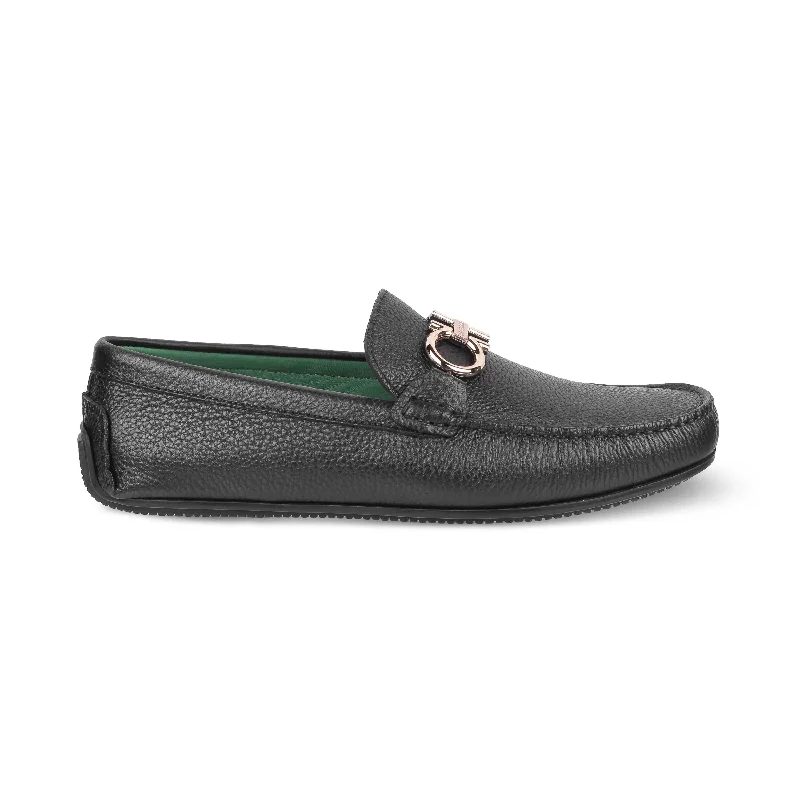 Fashionable loafers for night city strolls-Tresmode Stpierre Black Men's Leather Driving Loafers