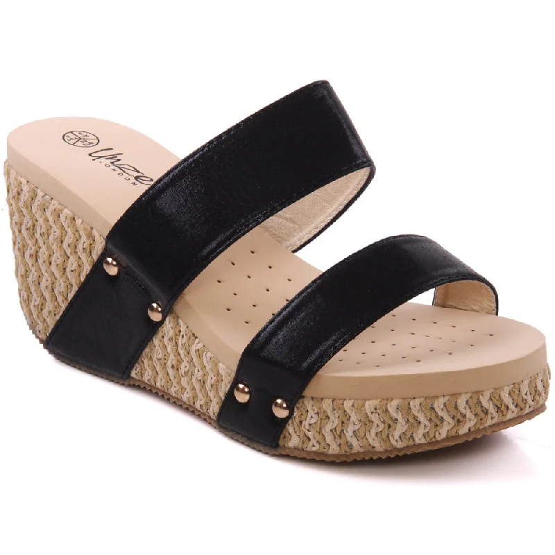 Slippers with slit nap tops -Womens ‘Babita’ Wedge Summer Slippers