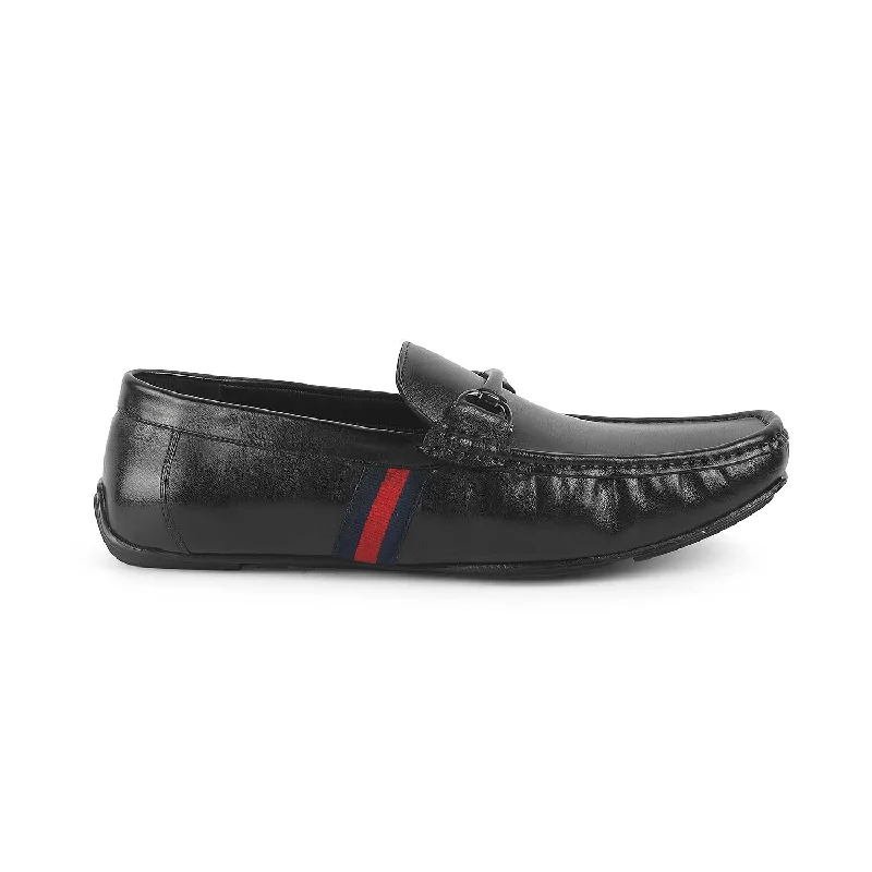 Lightweight loafers for hot evening walks-Tresmode Monoco Black Men's Leather Driving Loafers