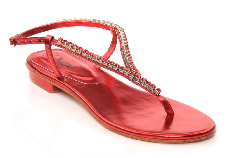 Slippers with soft nap pads -Womens Crystal Adorned Flat Slipper