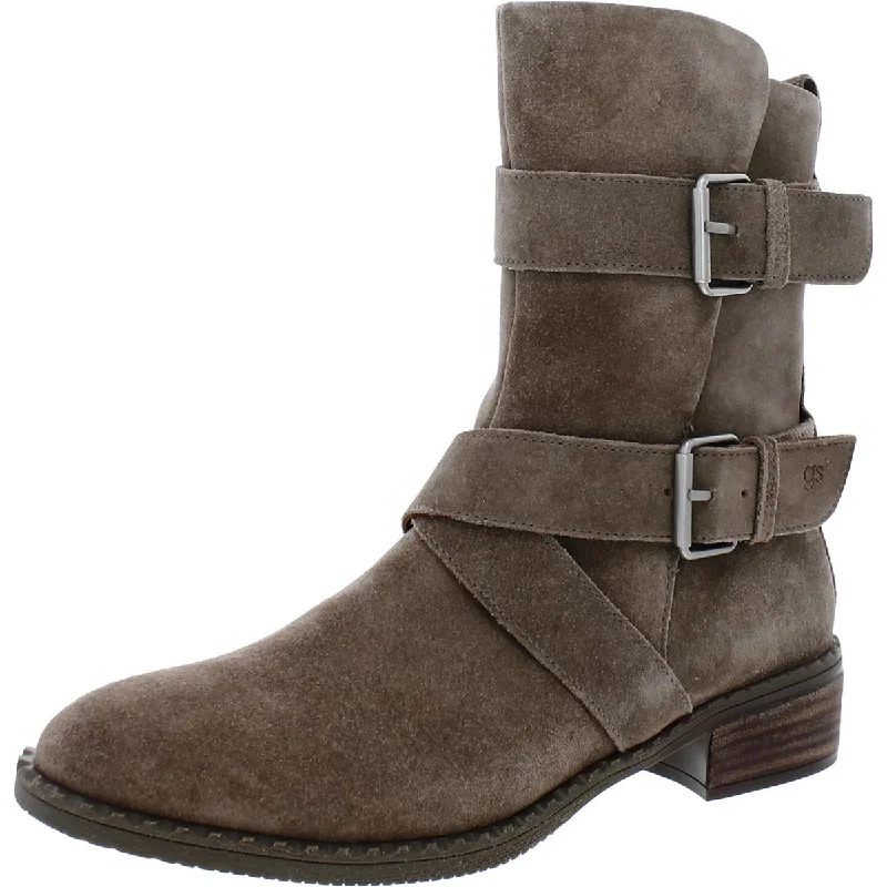 Boots with low ridge hush -Gentle Souls by Kenneth Cole Womens Best Double Buckle Suede Mid-Calf Boots