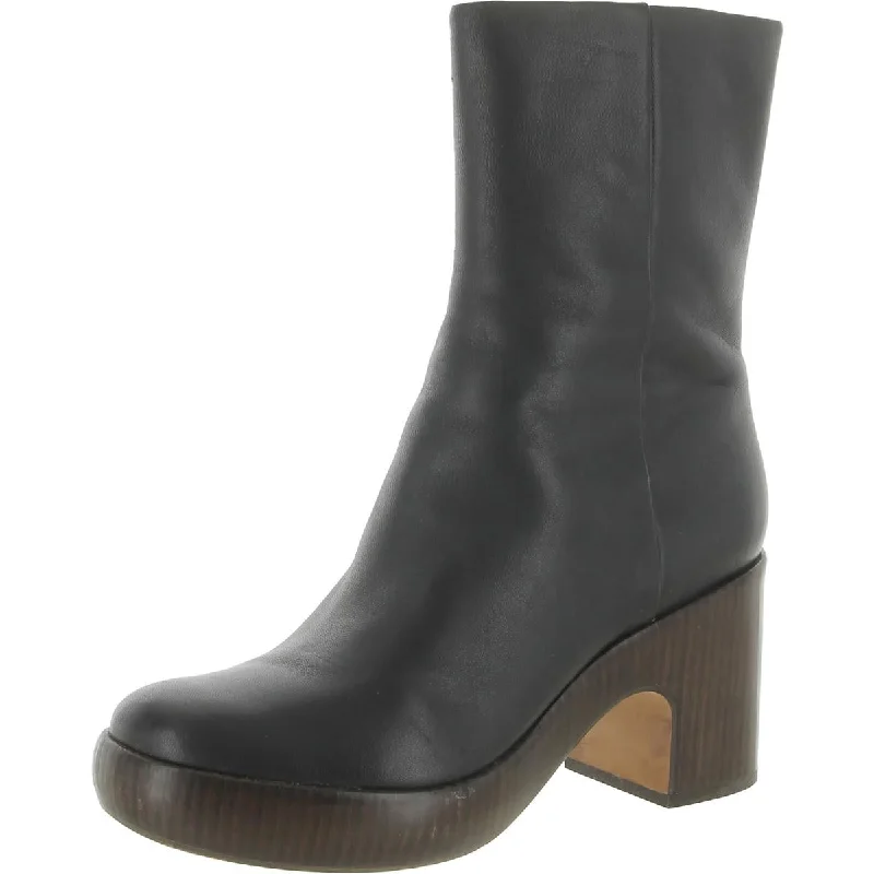 Boots with deal ridge swaps -Vince Womens NICCO CLOG Leather Block Heel Mid-Calf Boots