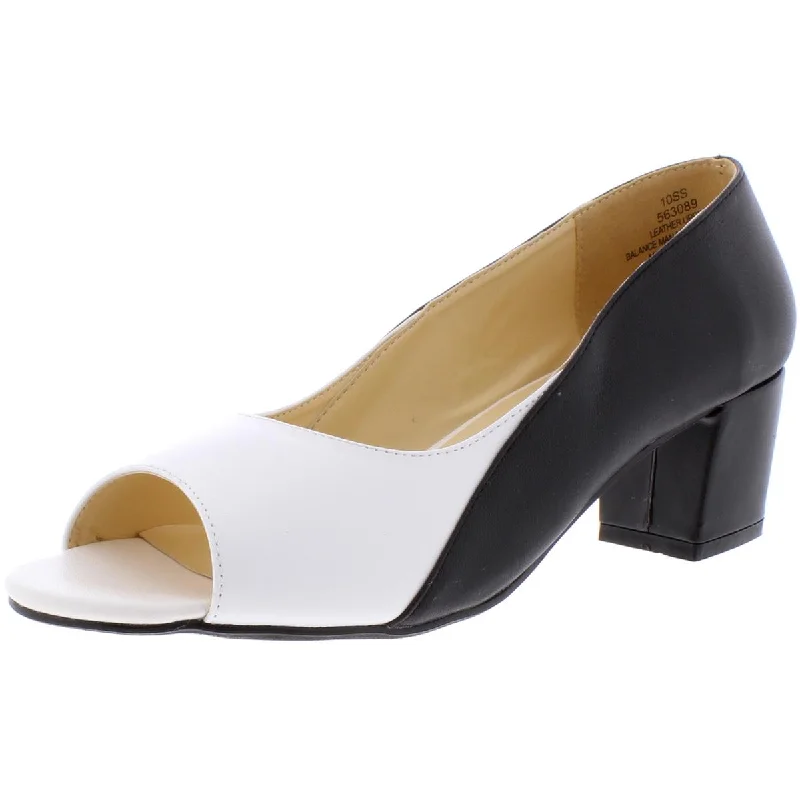 High heels with bold heel trims -Beacon Womens Lena Leather Colorblock Pumps