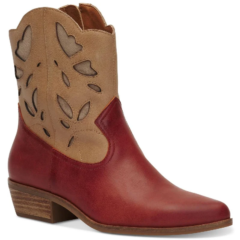 Boots with sleek ridge piles -Lucky Brand Womens Herzie Leather Cutout Cowboy, Western Boots