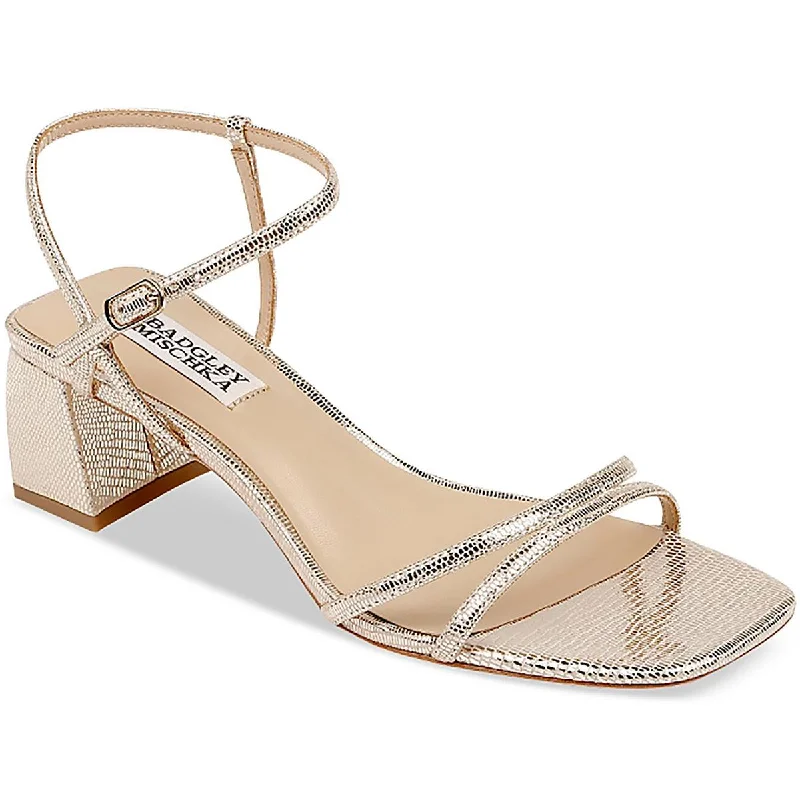 Cushioned sandals for soft coastal evenings-Badgley Mischka Womens Carlota Leather Ankle Strap Block Heels