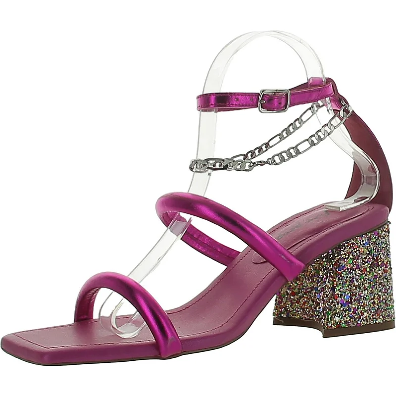 Stylish sandals for sunny shore evenings-Free People Womens Parker Chain Leather Metallic Ankle Strap