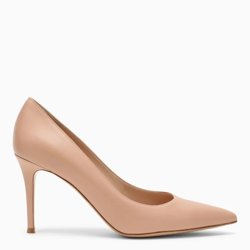 Chic high heels for cozy fall nights -GIANVITO ROSSI Dark Pink Leather Pumps for Women - SS23 Collection