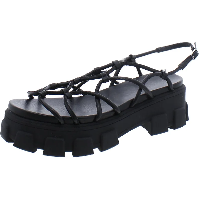 Cushioned sandals for soft coastal evenings-Circus by Sam Edelman Womens Greyson Faux Leather Caged Slingback Sandals