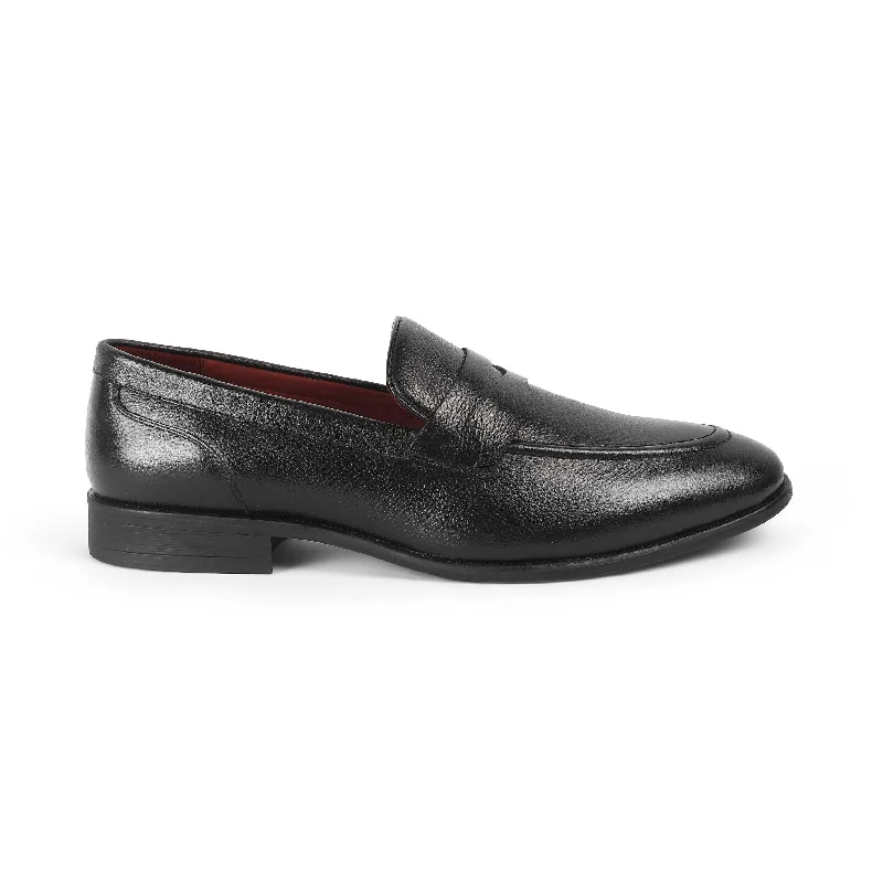 Lightweight loafers for sunny night strolls-Tresmode Aris Black Men's Leather Penny Loafers