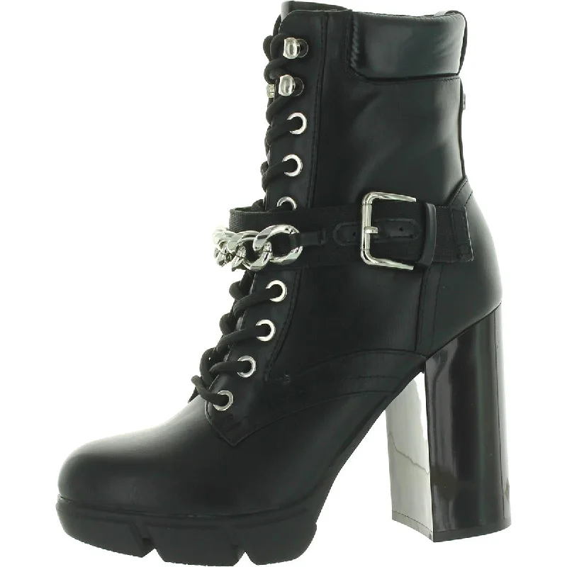 Boots with ridge trail haven -Nine West Womens Vilage 8 Faux Leather Chain Combat & Lace-up Boots