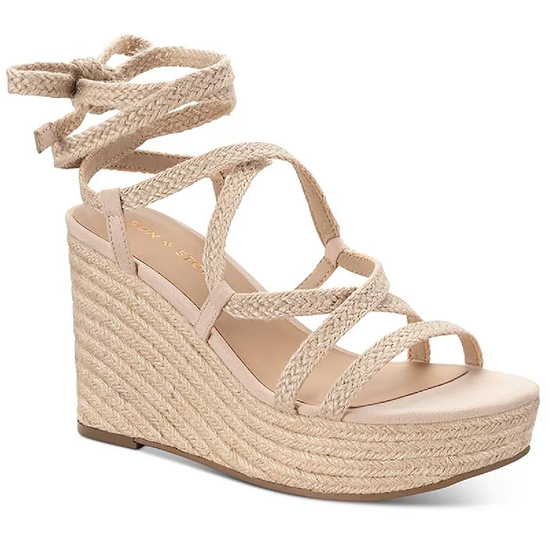 Soft sandals for relaxed seaside evenings-Sun + Stone Womens Trinnie Strappy Casual Wedge Heels