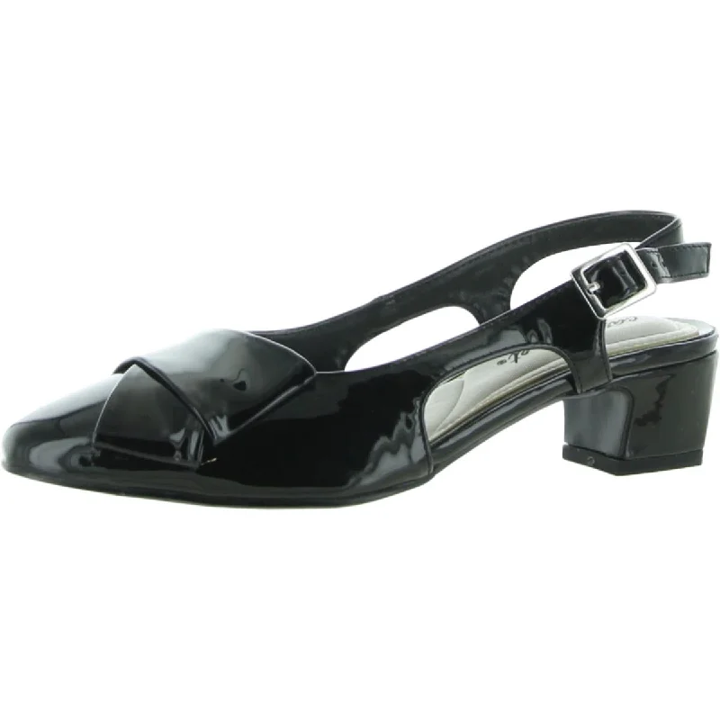 Waterproof sandals for ocean splash evenings-Easy Street Womens Breanna Patent Closed Toe Slingback Heels