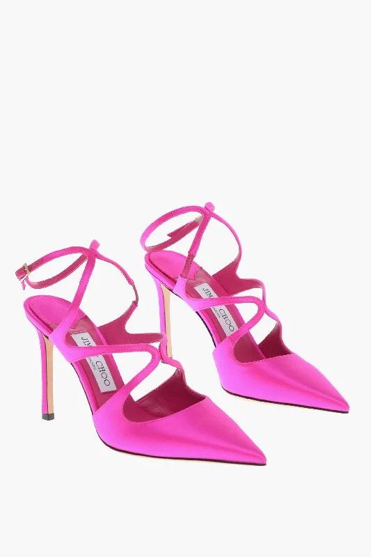 High heels with tough velvet layers -Jimmy Choo Criss Cross Design Azia Satin Silngbacks 9.5Cm