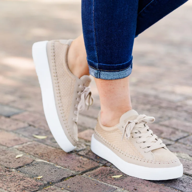 Athletic shoes with cushy soles -All In A Day Sneakers, Taupe