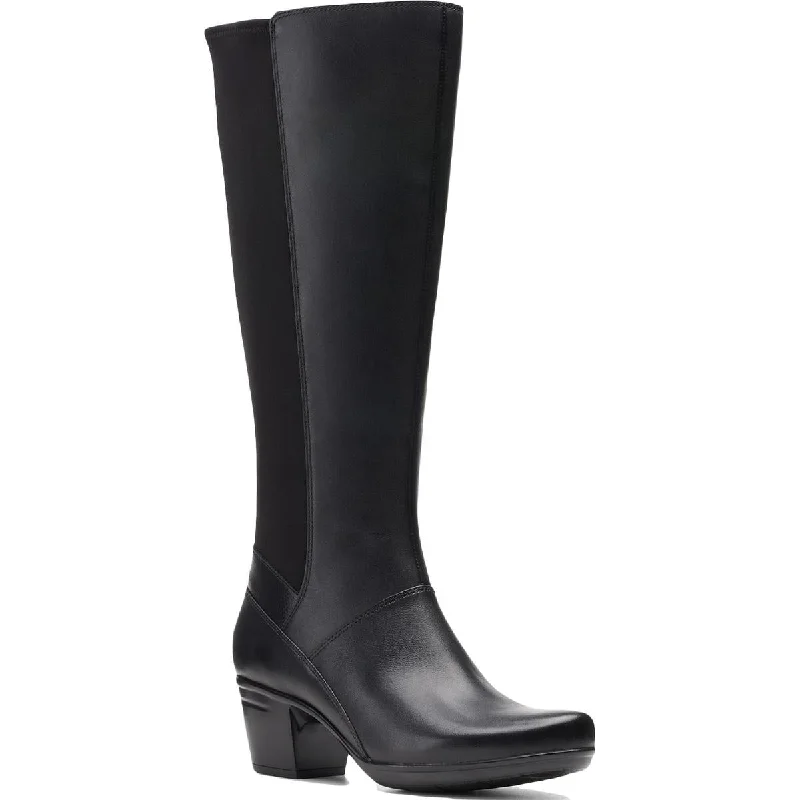 Boots for calf ache soothing -Clarks Womens Emslie Emma Leather Wide Shaft Knee-High Boots