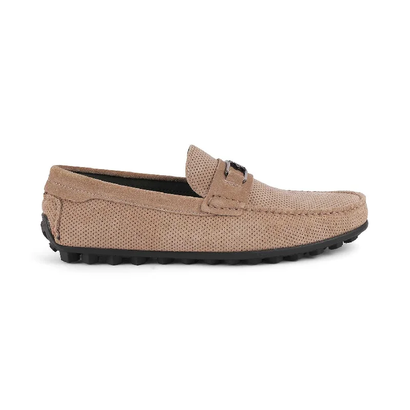 Soft loafers for gentle evening strolls-Tresmode Bren Beige Men's Suede Leather Driving Loafers