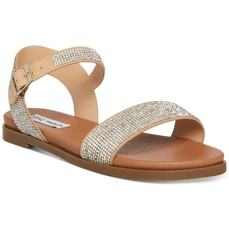 Soft sandals for relaxed seaside evenings-Steve Madden Womens Dina Rhinestone Open Toe Slingback Sandals