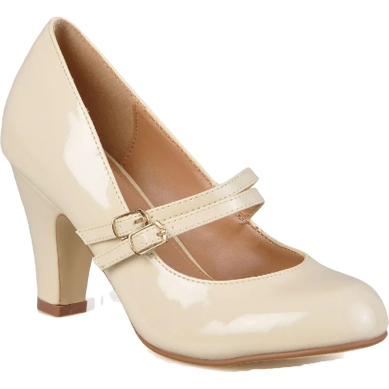 High heels with firm heel grips -Journee Collection Womens Wendy Patent Round Toe Pumps