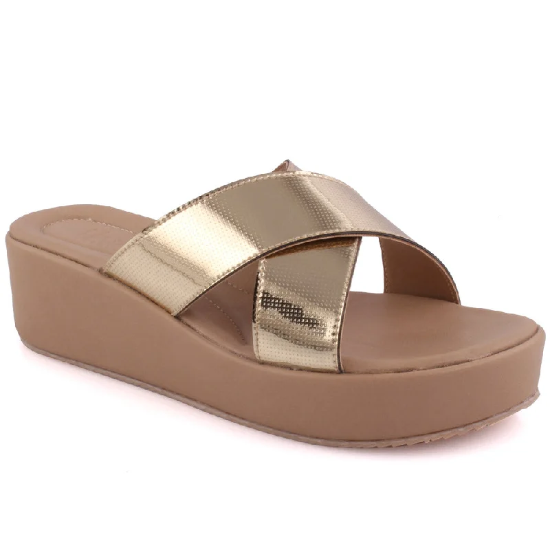 Slippers with cool nap gaps -Women “ Sutton” Open Toe Flat Slippers