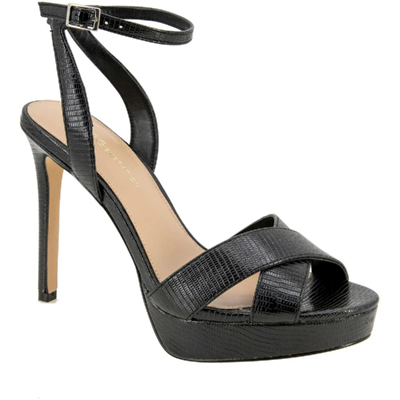 High heels for mellow dusk strolls -BCBGeneration Womens NIADA Faux Leather Open Toe Pumps