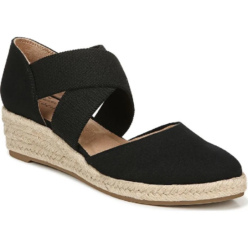 Trendy sandals for summer shore evenings-LifeStride Womens Keaton  Canvas Slip On Wedge Heels