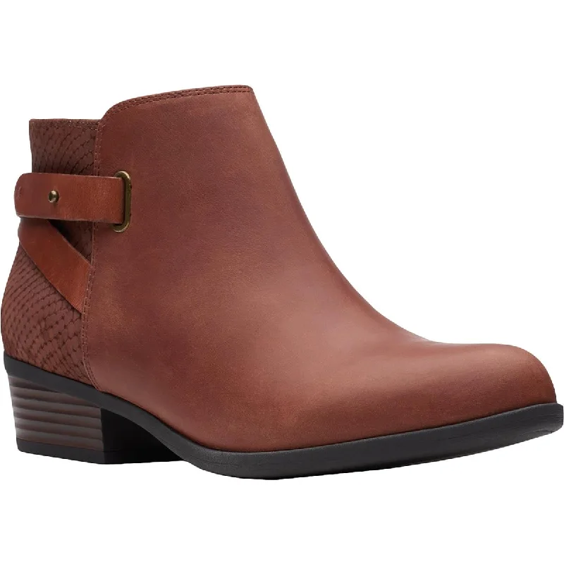 Low-cost canvas boots online -Clarks Womens Addiy Gladys Leather Stacked Heel Chelsea Boots