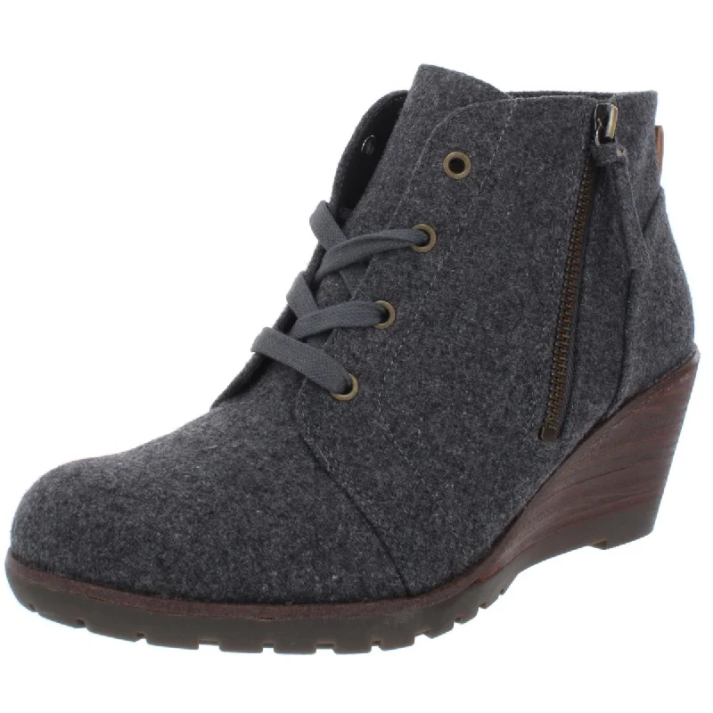 Boots with cozy ridge piles -Dr. Scholl's Shoes Womens Nelly Wool Laces Wedge Boots