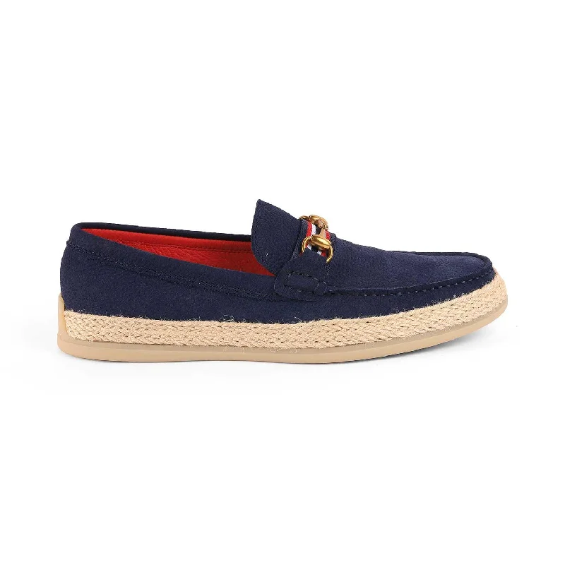 Cheap loafers for simple evening walks-Tresmode Brad Blue Men's Suede Leather Loafers