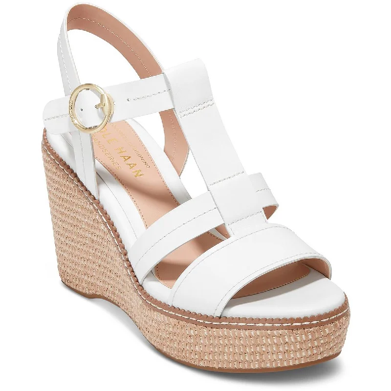 Premium sandals for luxury coastal evenings-Cole Haan Womens Cloud All Day 75 Leather Buckle Wedge Heels