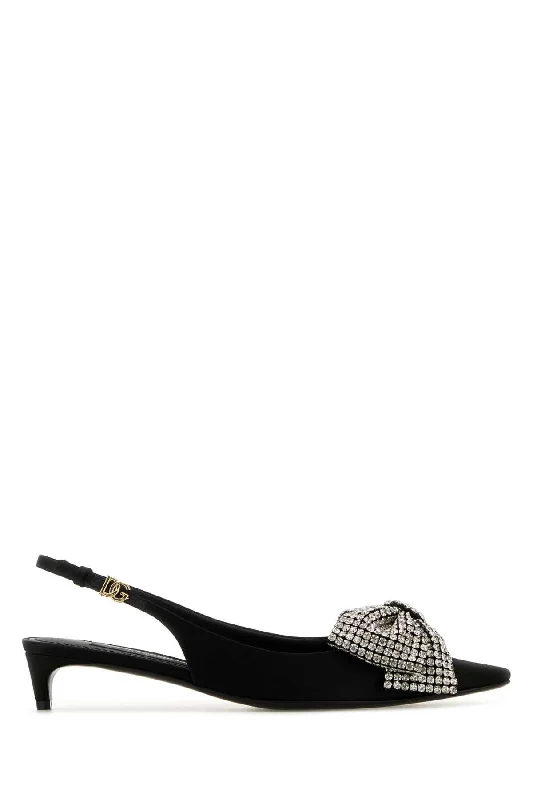 High heels with playful plaid designs -DOLCE & GABBANA Elegant Satin Mini Pumps with 3 cm Heel Height