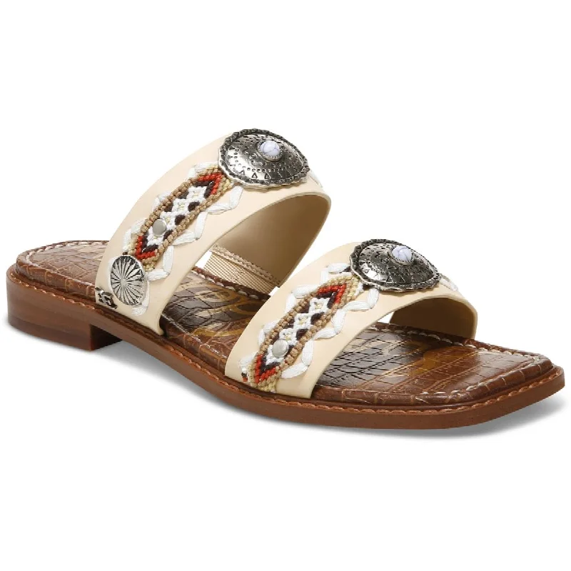 Premium sandals for luxury coastal evenings-Sam Edelman Womens Hardyn Faux Leather Embellished Slide Sandals