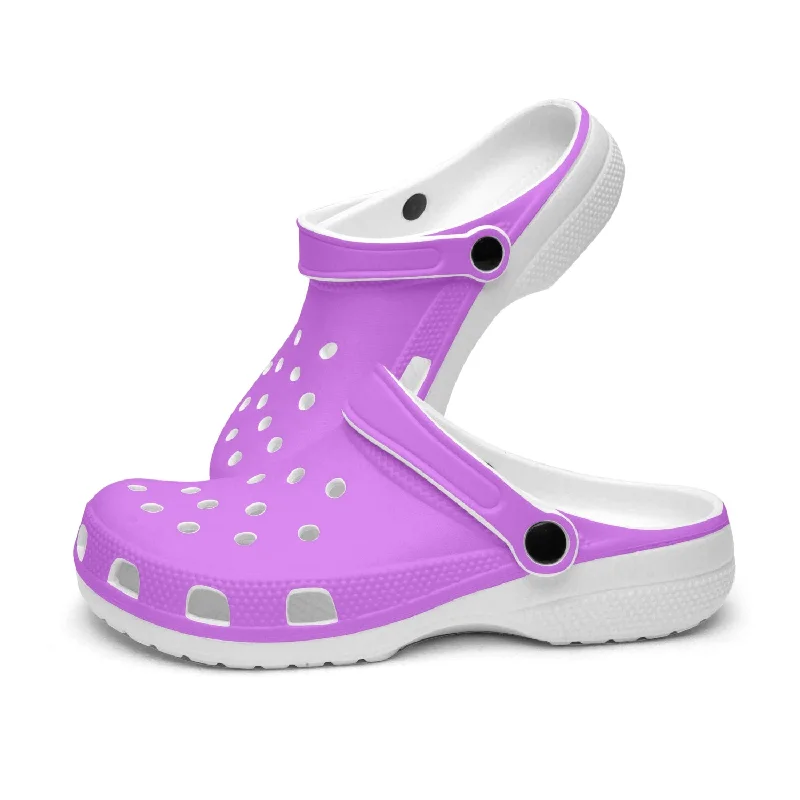 Non-slip sandals for wet beach evenings-Orchid Purple Color Unisex Clogs, Best Solid Purple Color Unisex Clogs Beach or Pool Designer Sandals For Men or Women