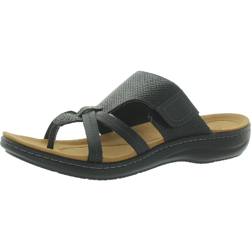 Lightweight sandals for warm shore evenings-Clarks Womens Laurieann Edge Faux Leather Slip On Thong Sandals