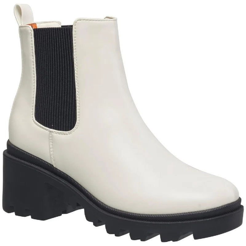 Boots with ridge trail tones -French Connection Womens Faux Leather Lugged Sole Chelsea Boots