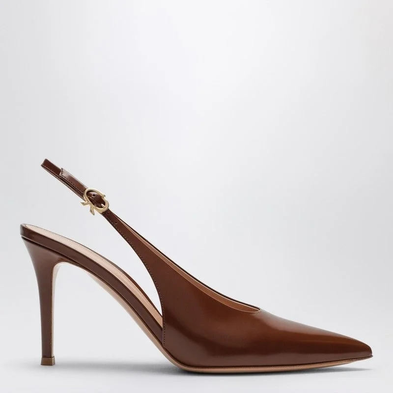 High heels for autumn rooftop soirées -GIANVITO ROSSI Pointed Toe Slingback Pumps with High Stiletto Heel