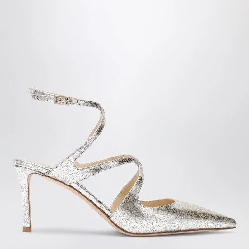 High heels for long autumn dinners -JIMMY CHOO Champagne Sparkle 75 Pumps with Strappy Design