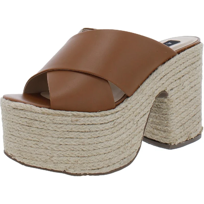 Comfortable sandals for hot beach evenings-Aqua Womens July Leather Platform Block Heels