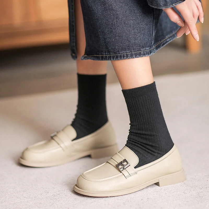 Cushioned loafers for cozy night comfort-Women Minimalist Casual Leather Stylish JK Loafers