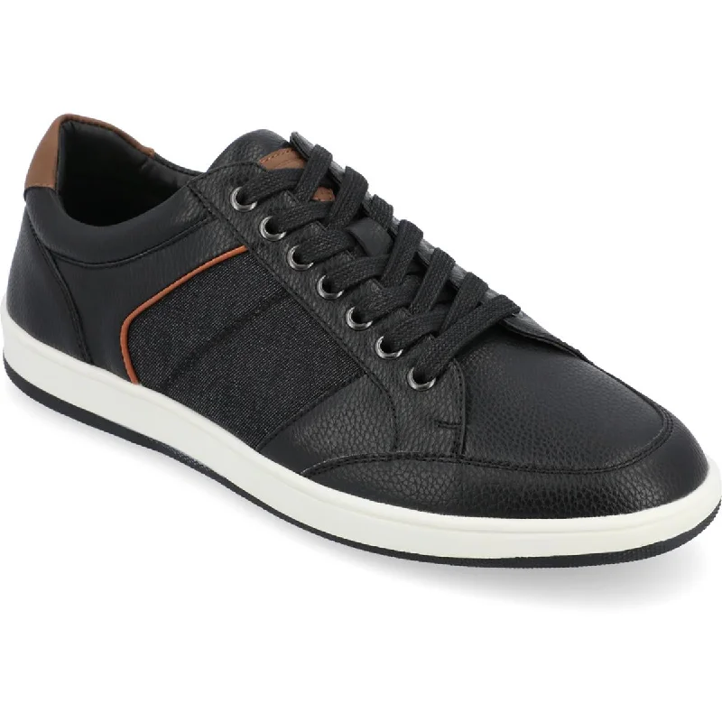 Athletic shoes with thick soles -Vance Co. Mens Rogers Faux Leather Round Toe Casual and Fashion Sneakers