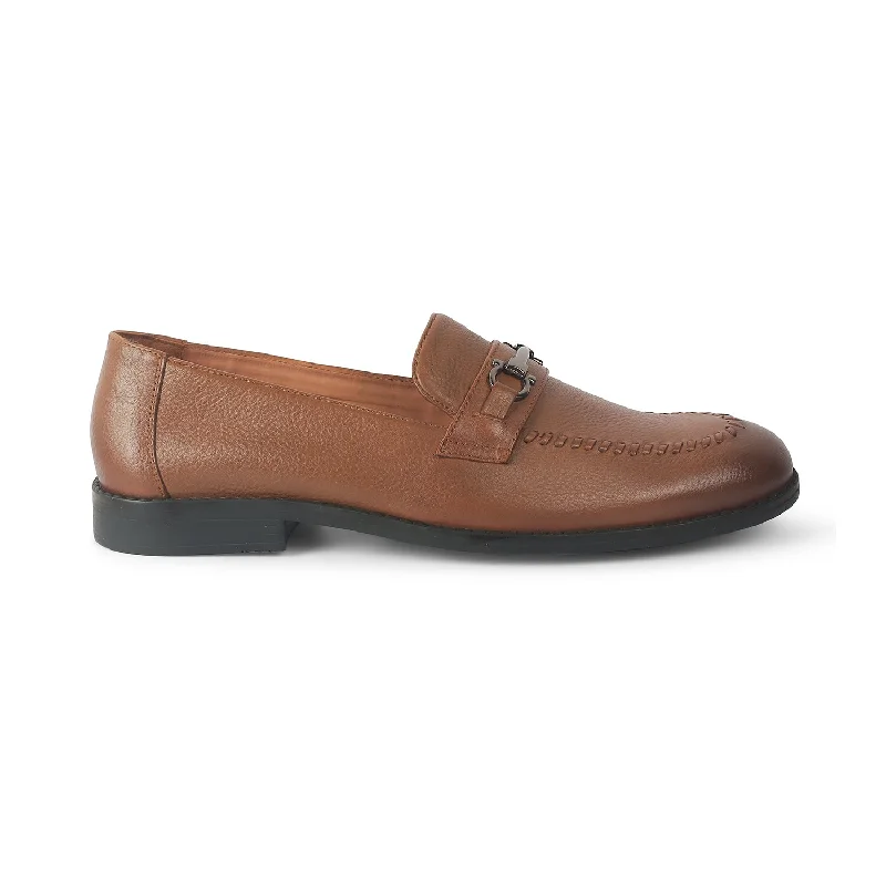 Lightweight loafers for sunny night walks-Tresmode Malwa Tan Men's Leather Loafers