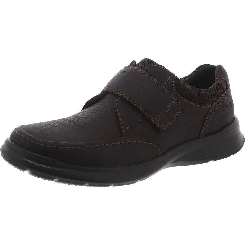 Athletic shoes with bendy midsoles -Clarks Mens Woodall Strap Leather Lifestyle Casual And Fashion Sneakers