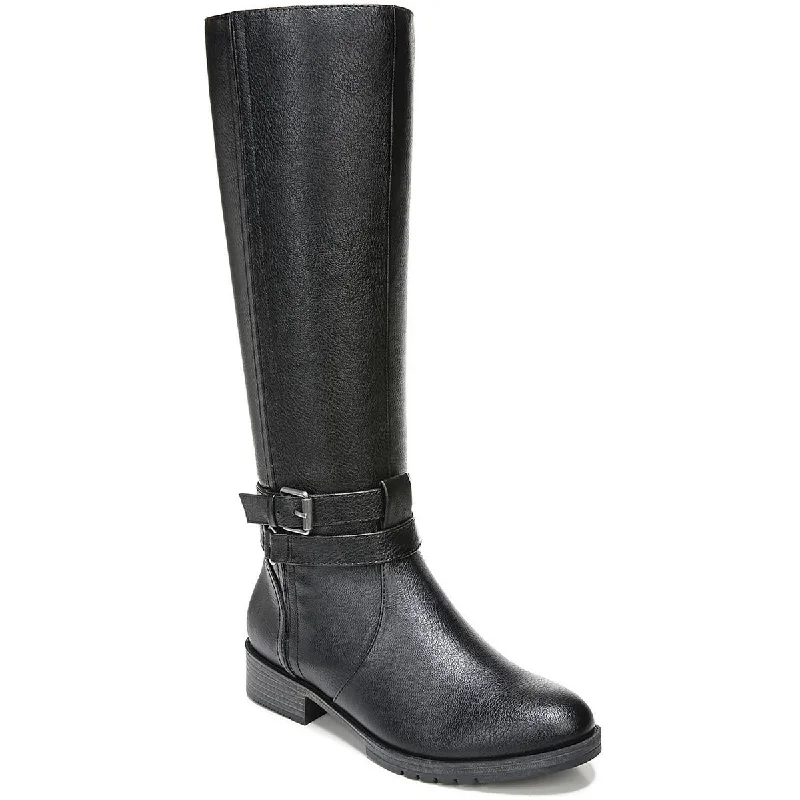 Boots with thick ridge soles -Naturalizer Womens Garrison  Faux Leather Pull On Knee-High Boots