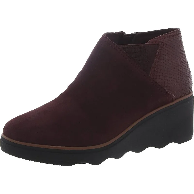 Boots with cozy ridge treads -Clarks Womens Mazy Harwich Suede Mixed Media Wedge Boots