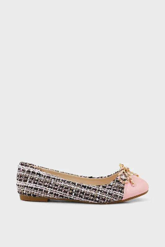 High heels with pliant leather uppers -Casual Pumps I44512-Pink