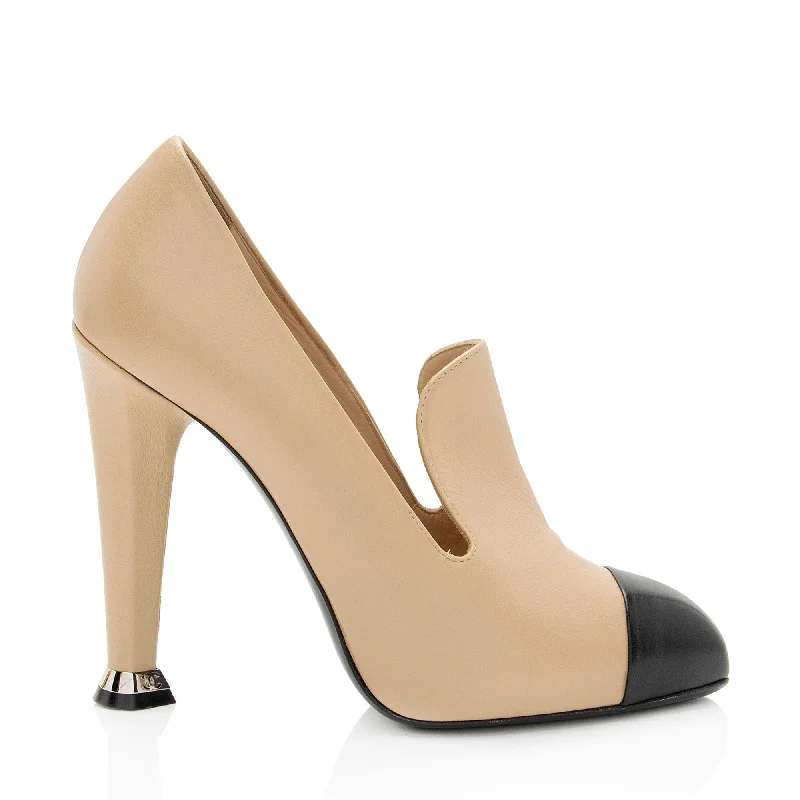 High heels for lengthy dusk strolls -Chanel Lambskin CC Cap Toe Pumps