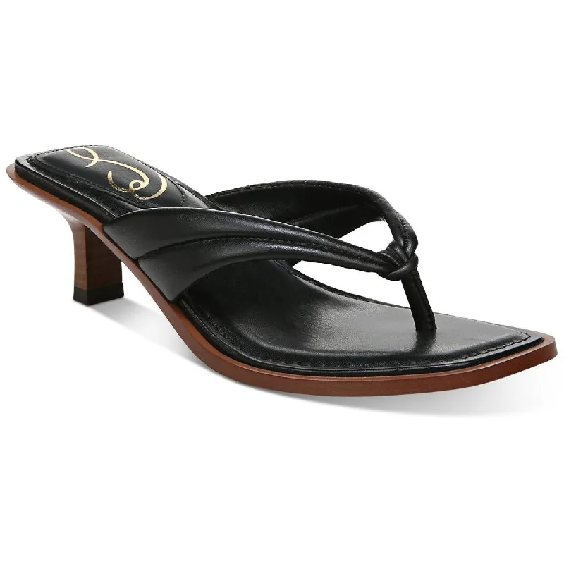 Affordable sandals for sunny seaside evenings-Sam Edelman Womens Daphney Leather Thong Kitten Heels