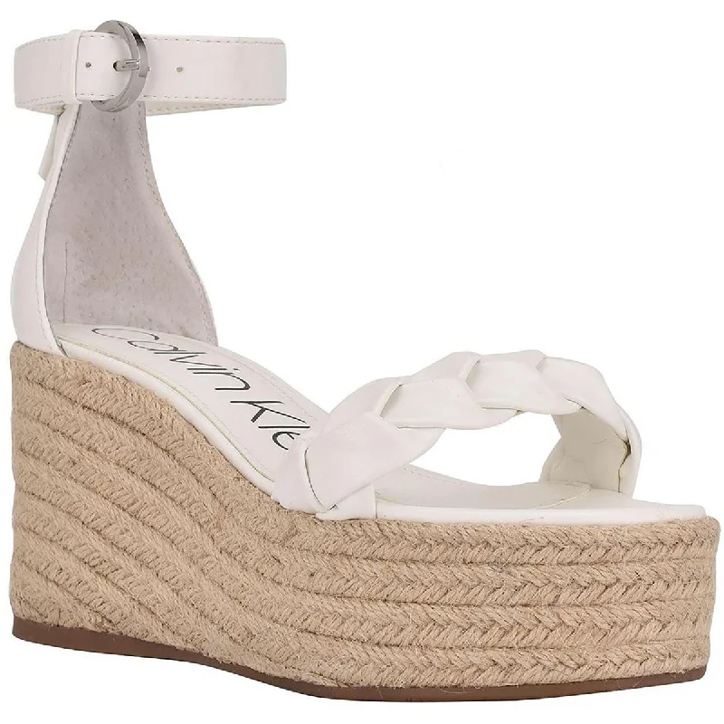 Premium sandals for chic shore evenings-Calvin Klein Womens Thea Faux Leather Sandal Wedge Heels