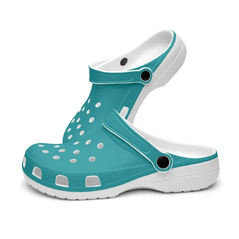 Waterproof sandals for coastal tide evenings-Turquoise Color Unisex Clogs, Best Solid Blue Color Unisex Classic Lightweight Best Sandals For Men or Women