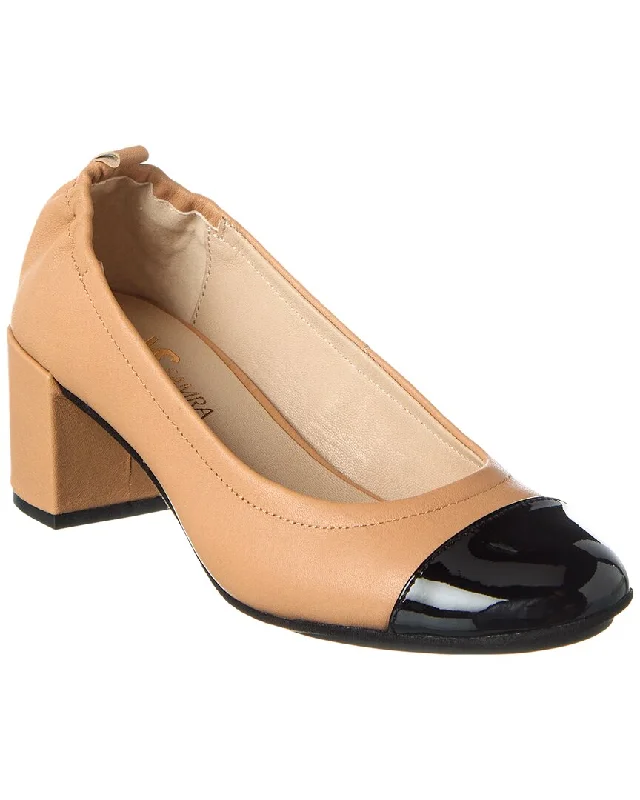 High heels with anti-skid sole treads -Yosi Samra Heidi Leather Pump