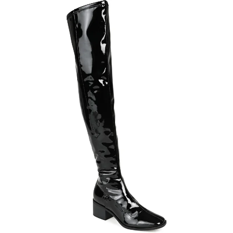 Boots with open ridge treads -Journee Collection Womens Mariana Thigh High Square Toe Knee-High Boots